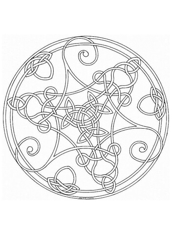 Mandala With Knotwork Coloring Page